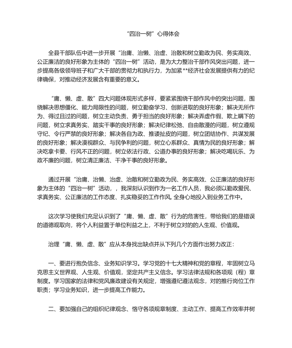 2025年四治一树 心得体会_第1页