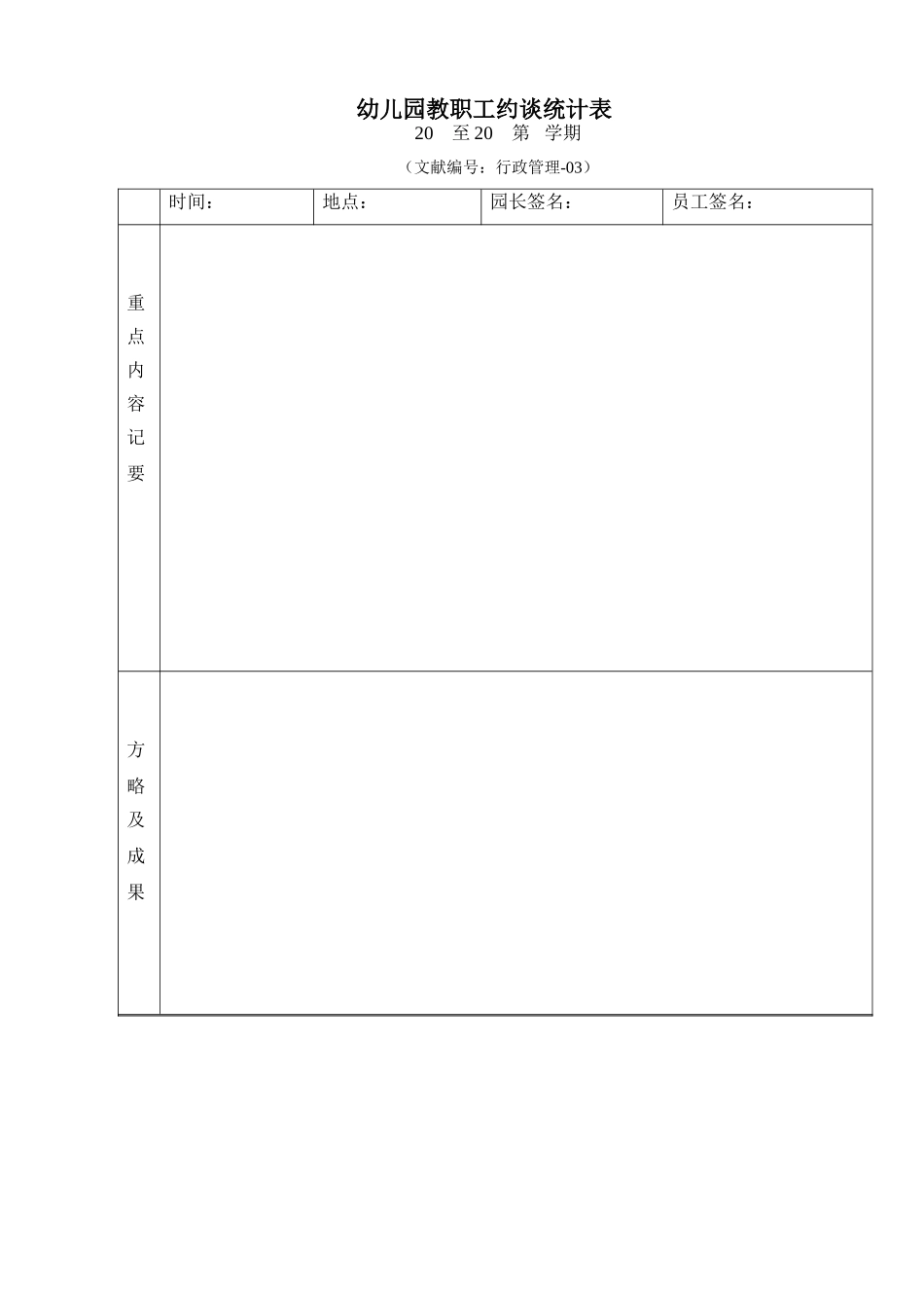 2025年幼儿园教职工约谈记录表_第1页