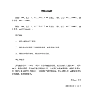 2025年新版民事起诉状