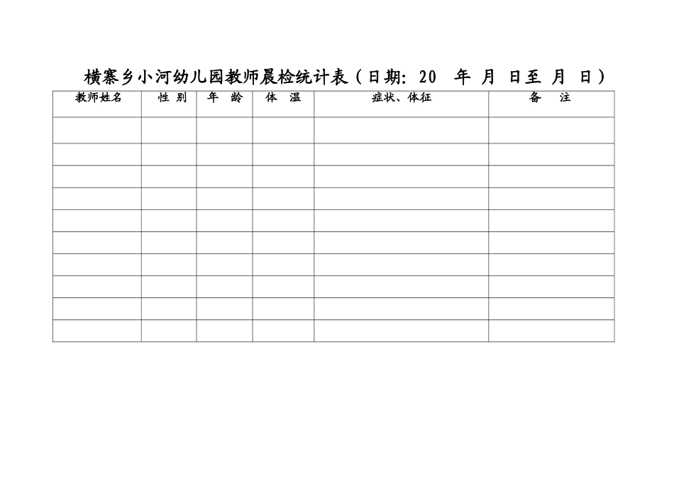 2025年幼儿园教师晨检记录表_第1页
