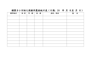 2025年幼儿园教师晨检记录表