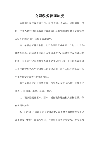 2025年公司税务管理制度