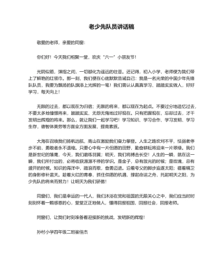 2025年老少先队员发言稿