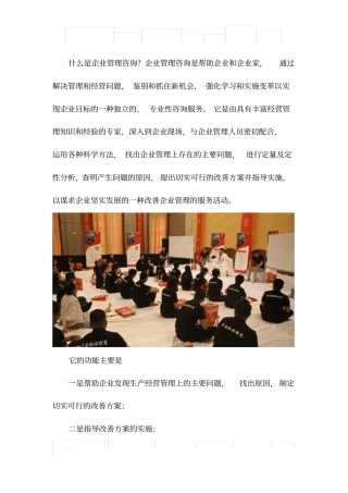 企业管理咨询及其功能的讲解