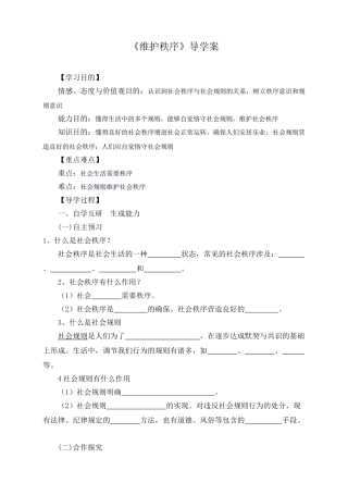 2025年维护秩序导学案