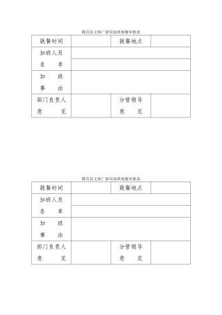 2025年加班就餐审批表