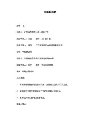 2025年合同纠纷的民事起诉状