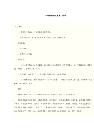 2025年中班体育游戏教案结冰
