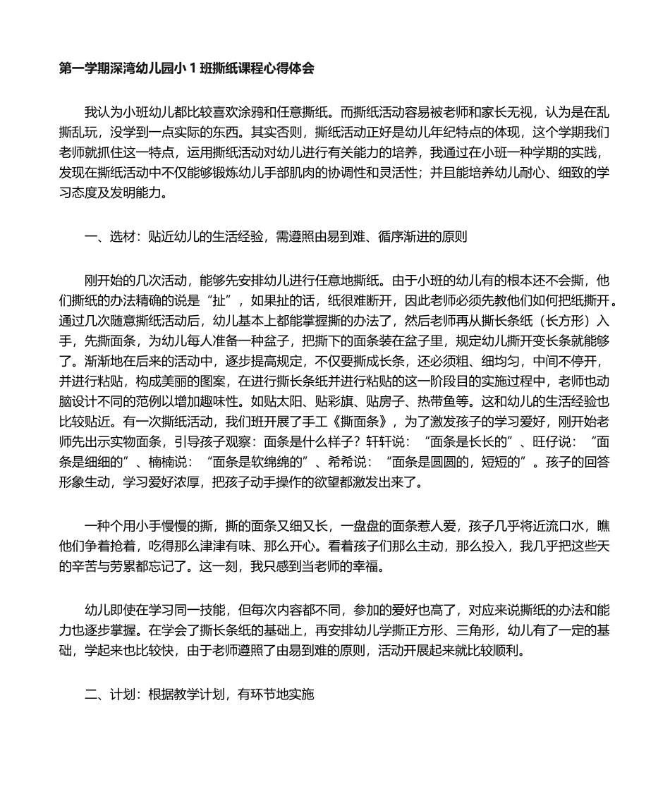 2025年小班撕纸心得体会_第1页