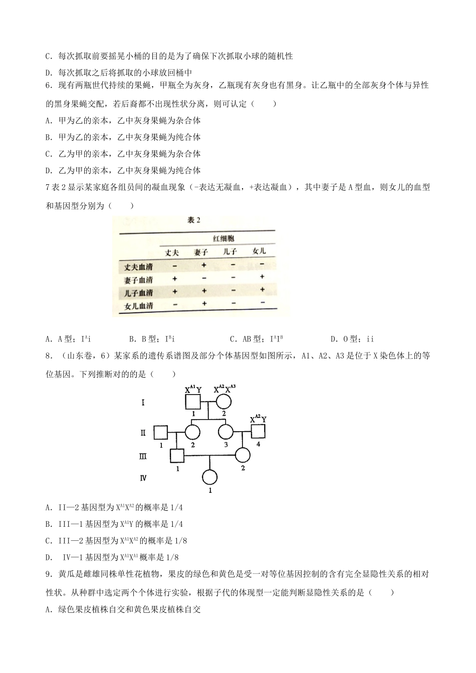 2025年遗传规律和伴性遗传练习题_第2页