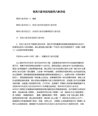 2025年先天八卦方位与后天八卦方位