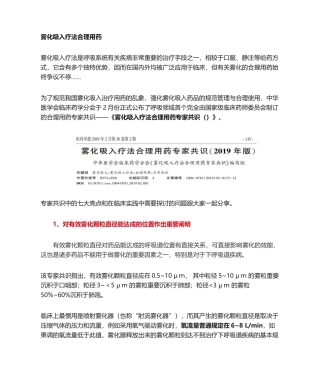 2025年雾化吸入疗法专家共识