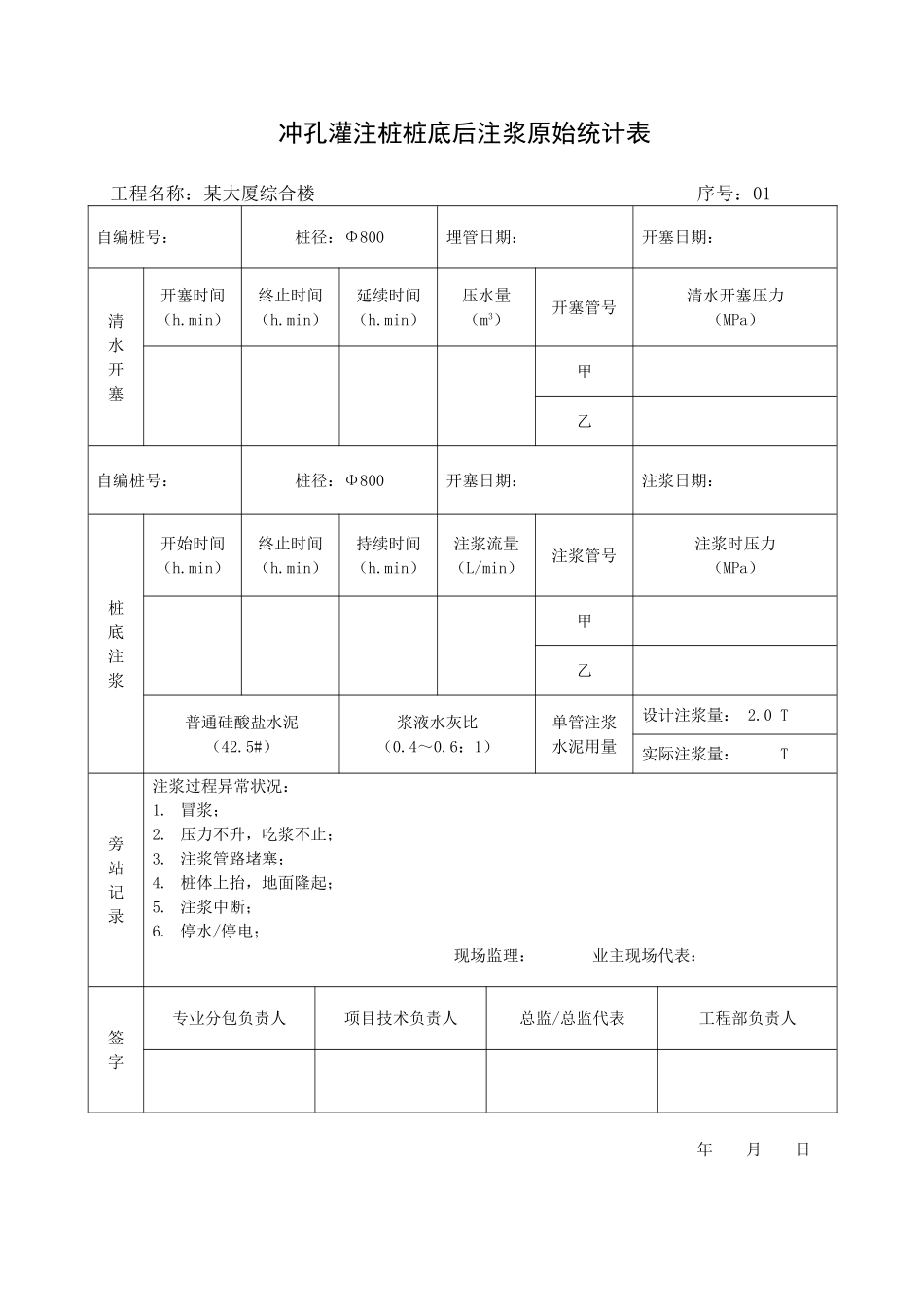 2025年注浆记录表_第1页