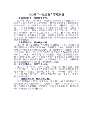 2025年湾镇一定三有管理制度