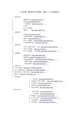 企业管理常用专业网站200个招聘选才网站集锦职业培训师完美版