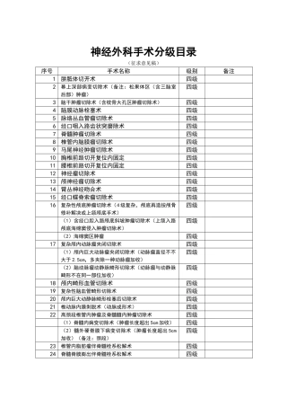 2025年神经外科手术分级