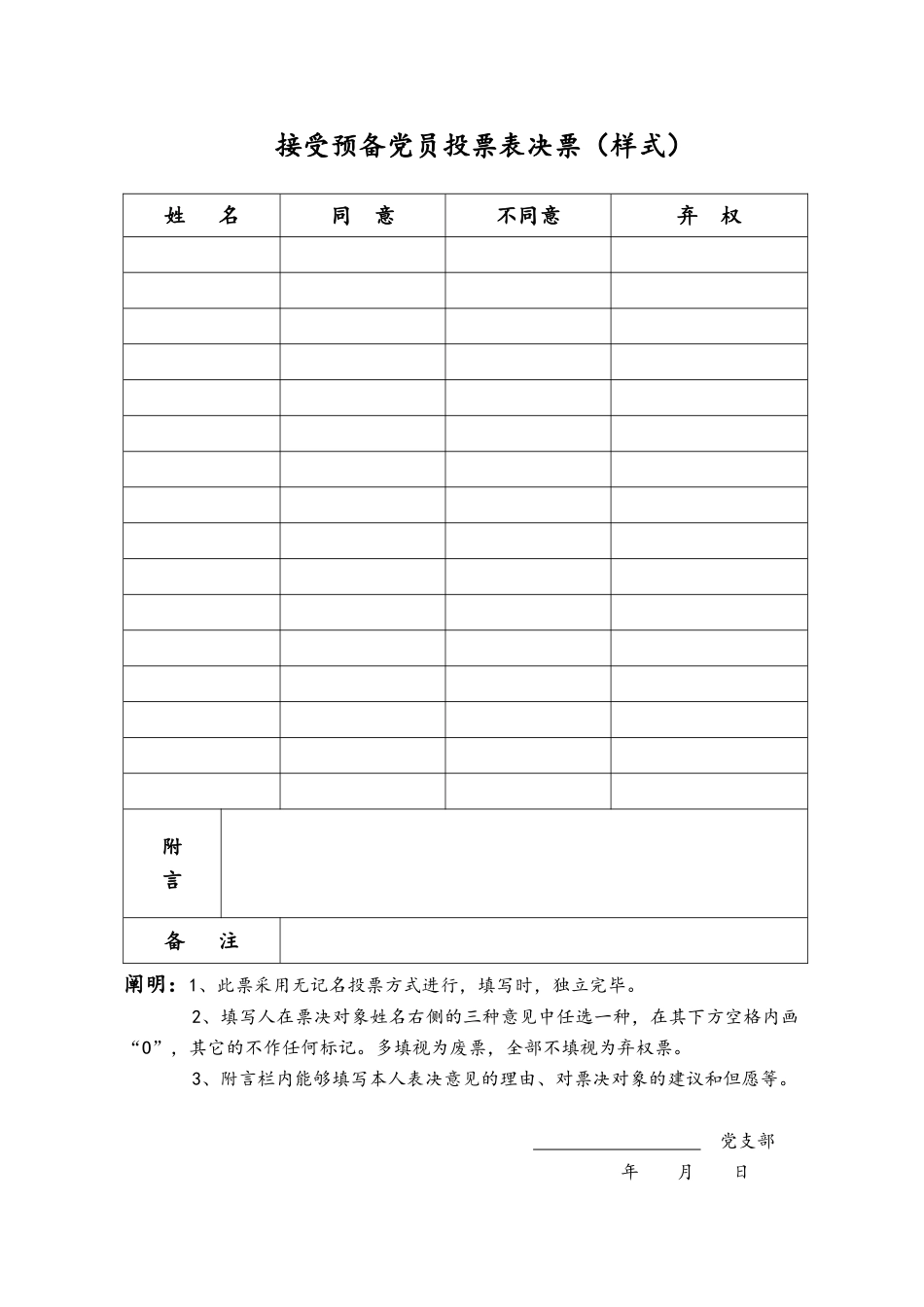 2025年转预备预备转正各种无记名投票表格汇总情况_第1页