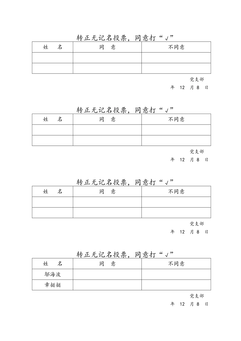 2025年转预备预备转正各种无记名投票表格汇总情况_第2页