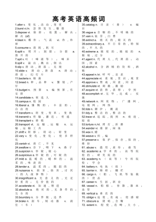 2025年高考英语高频词汇