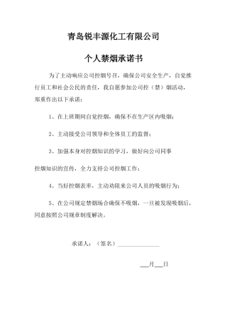 2025年禁烟承诺书