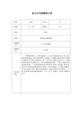 2025年幼儿园行为观察记录表