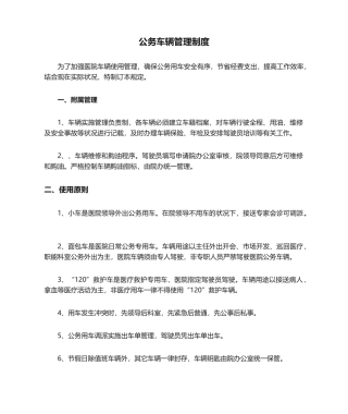2025年医院公务车辆管理制度