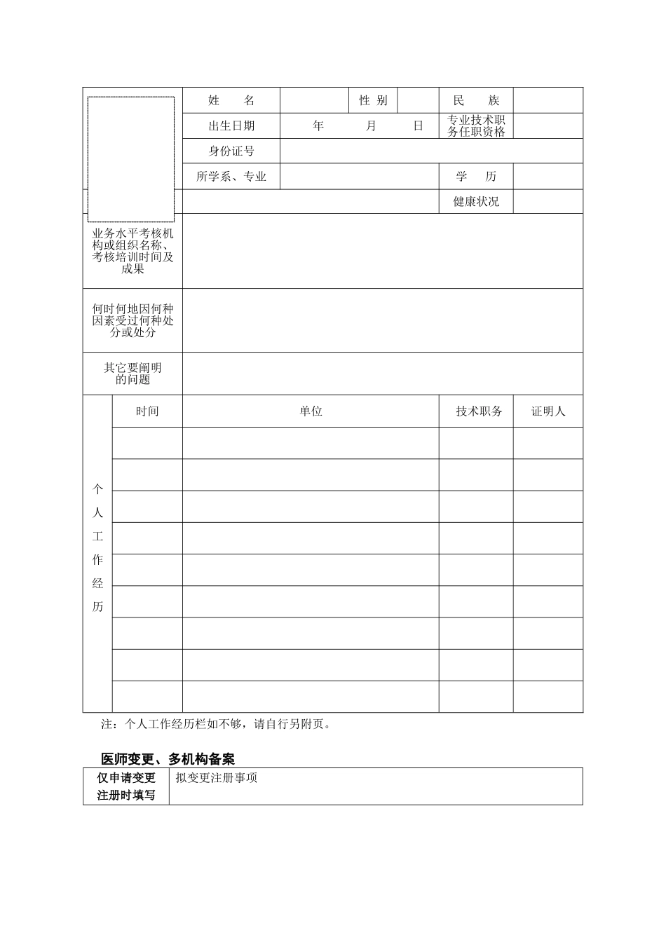 2025年医师变更多机构备案申请表_第3页