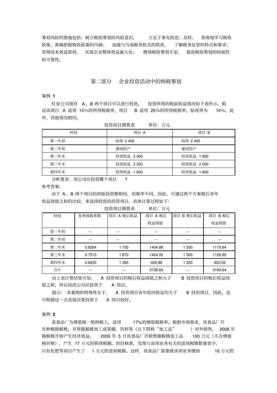 企业纳税筹划课后习题答案_第2页
