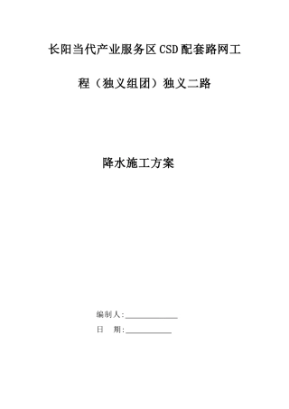 2025年降水施工方案