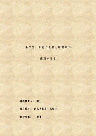2025年小学生计算能力提高策略的研究报告