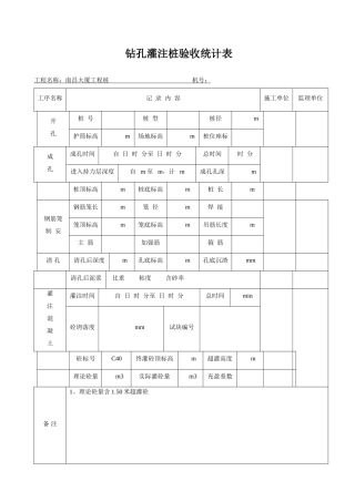 2025年钻孔灌注桩验收记录表