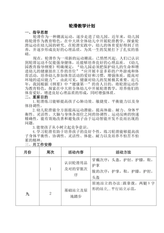2025年幼儿园学期轮滑教学计划