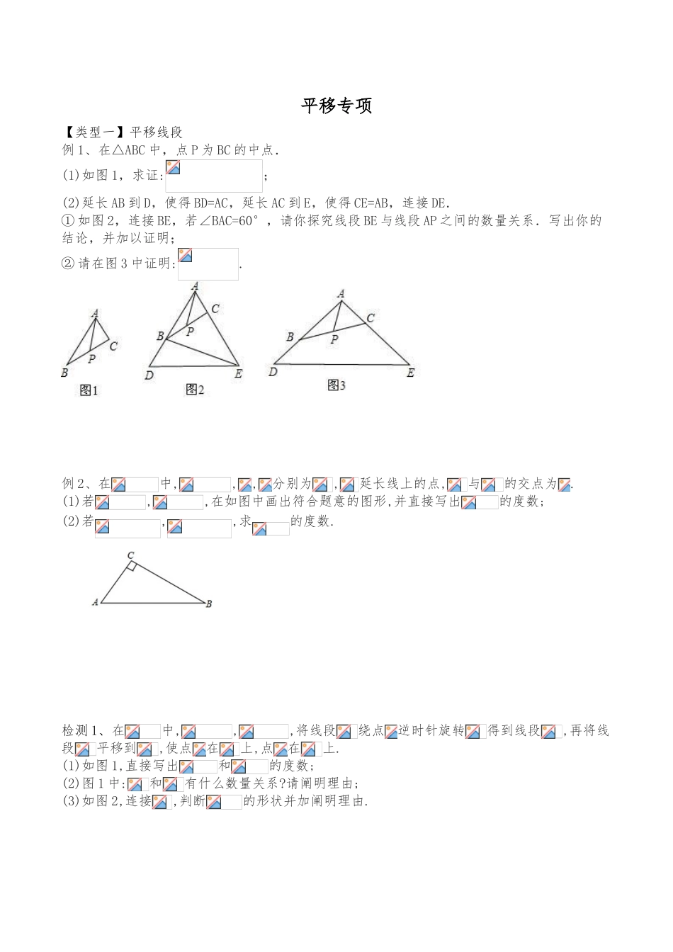 2025年中考复习平移专题_第1页