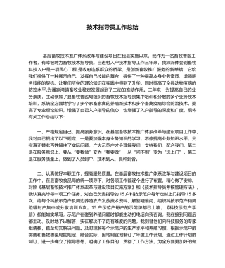 2025年技术指导员工作总结