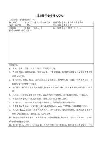 2025年塔机使用安全技术交底