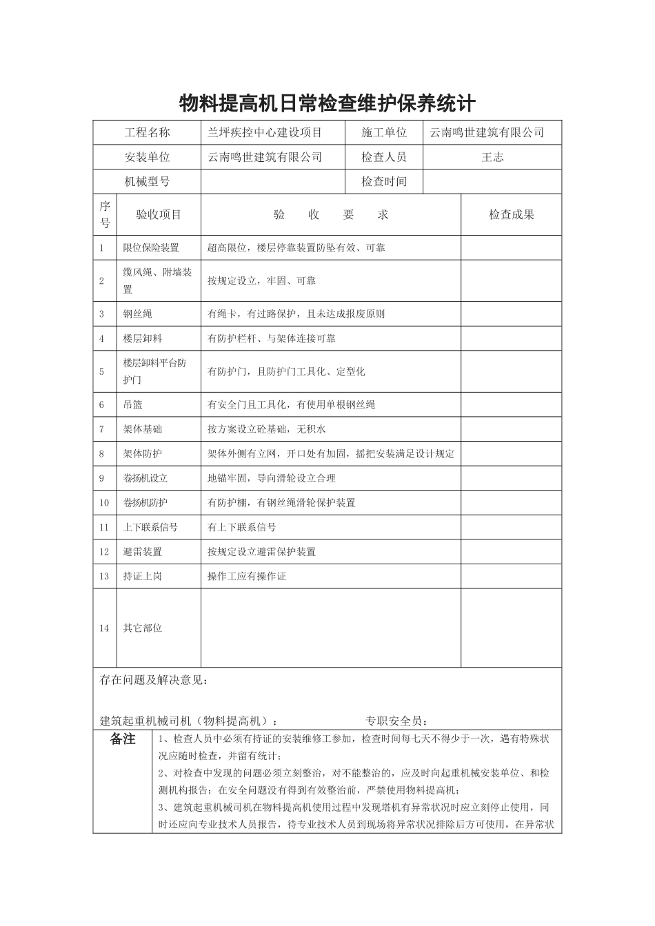 2025年物料提升机保养记录表_第2页