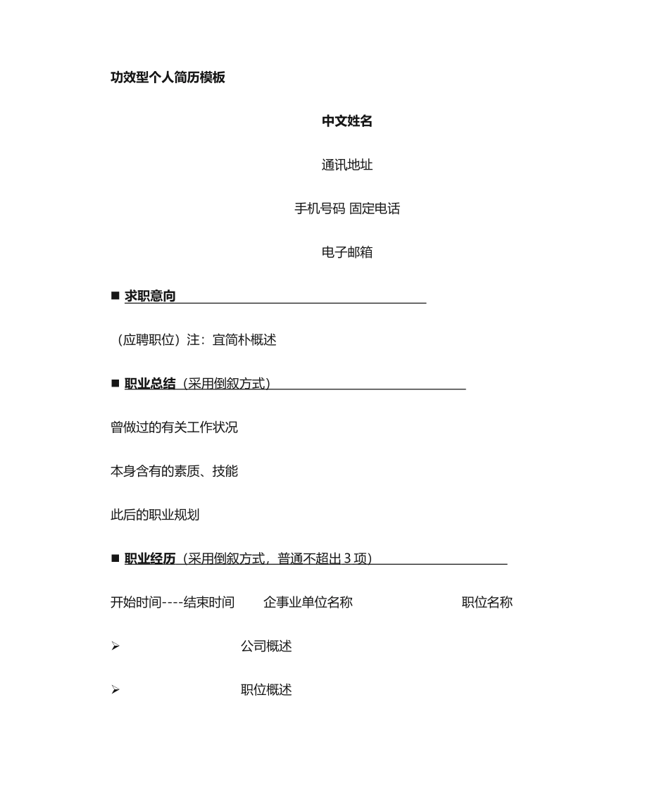 2025年功能型简历模板_第1页