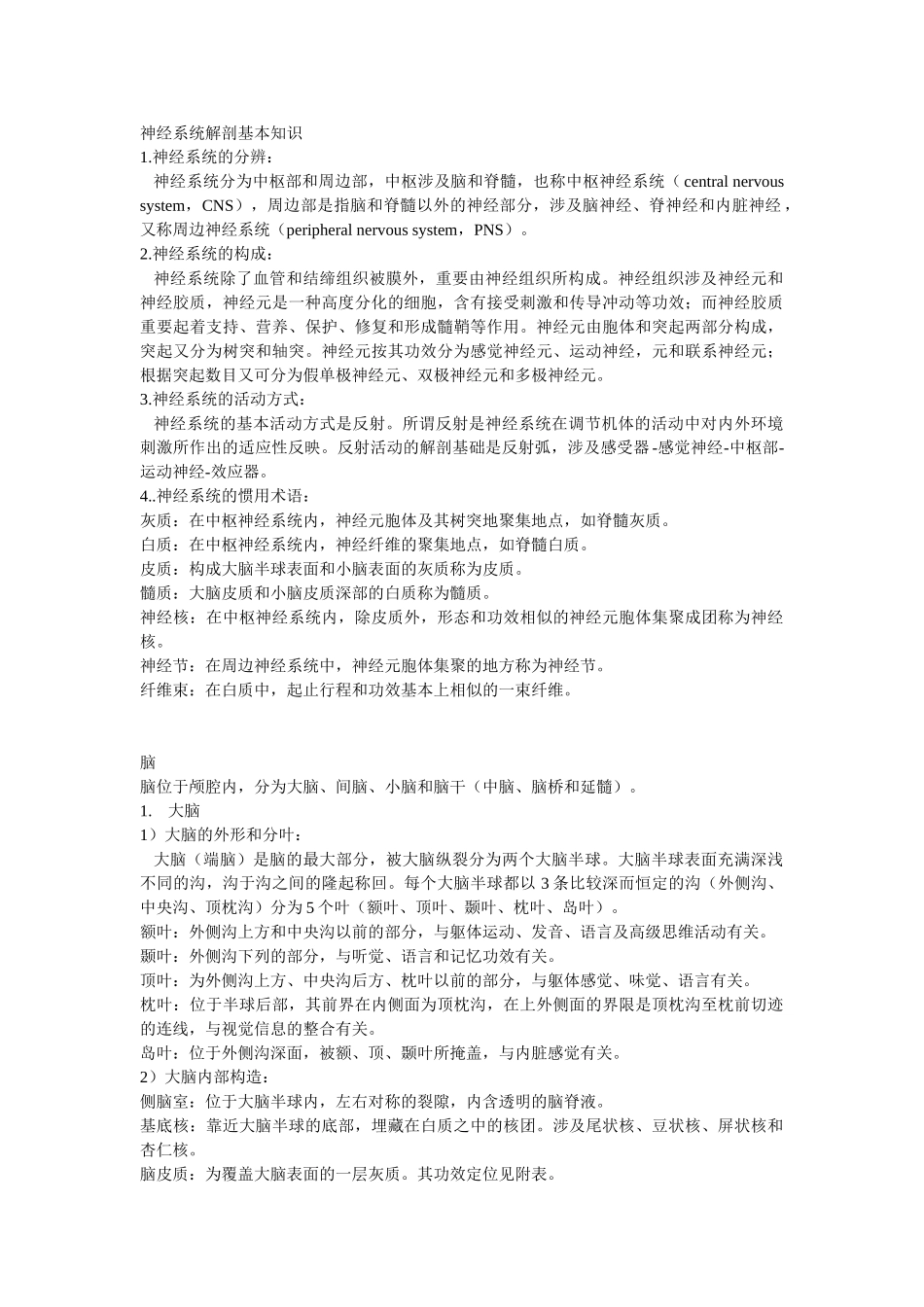 2025年神经系统解剖基本知识_第1页