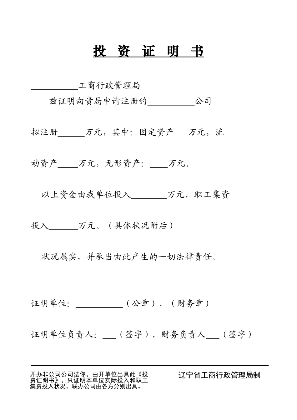 2025年投资证明书_第1页