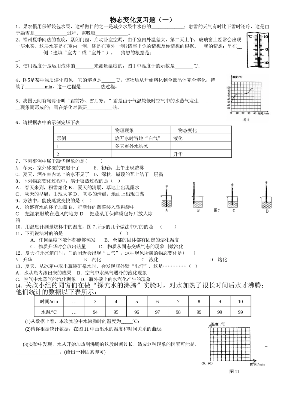 2025年物态变化复习题_第1页