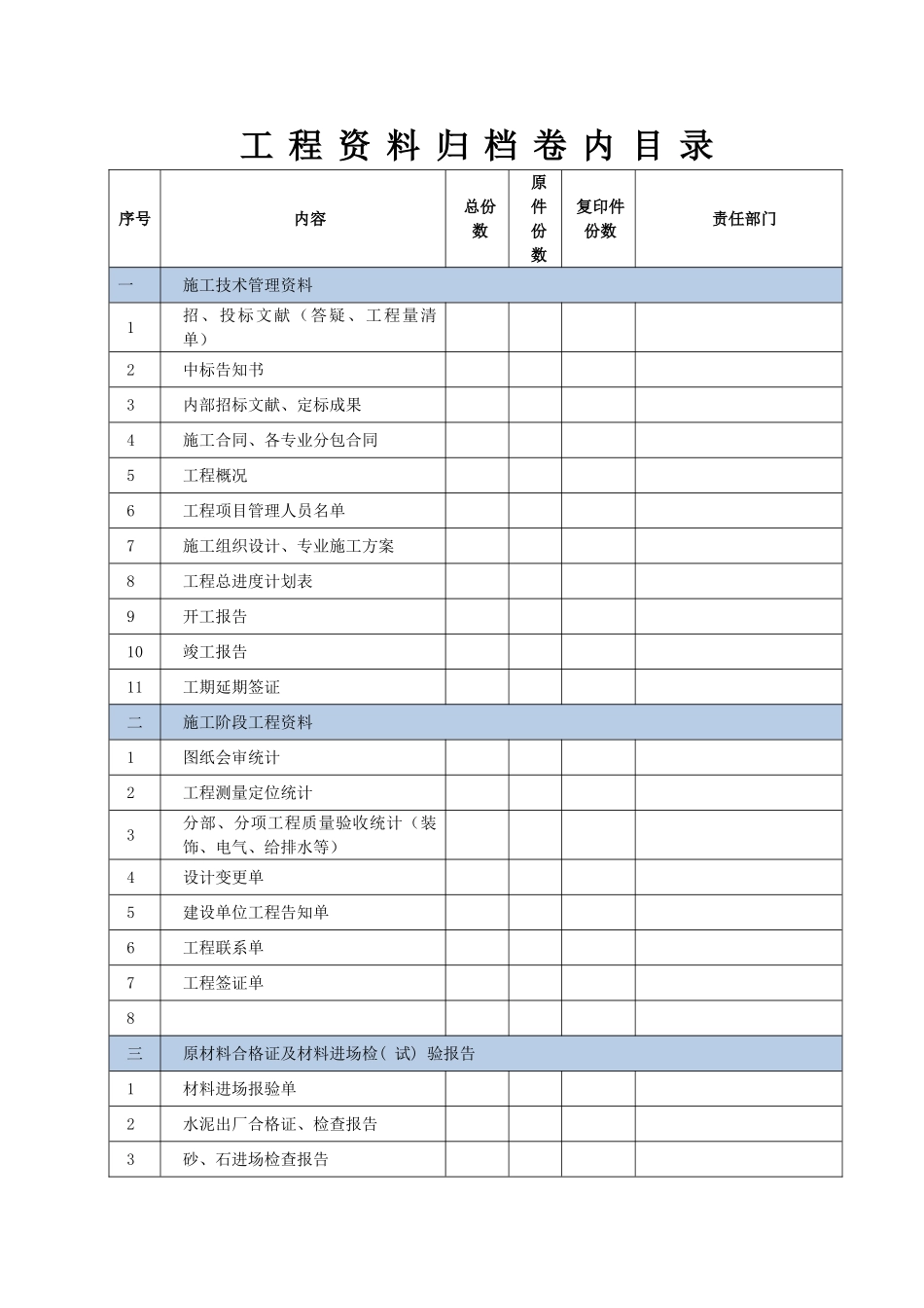 2025年工程资料归档目录表_第1页