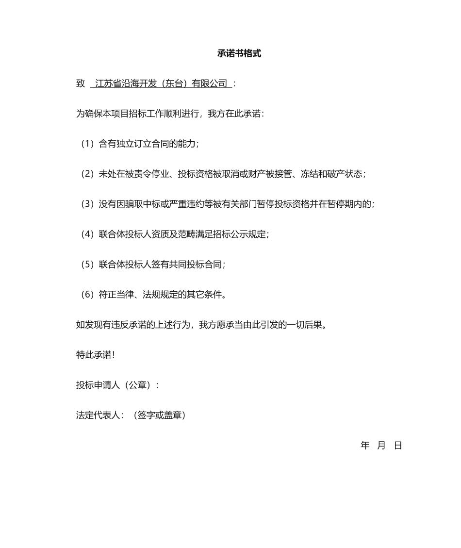 2025年投标承诺书_第1页