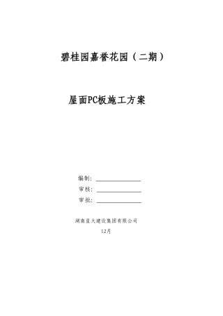 2025年屋面PC板施工方案