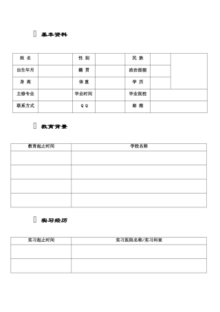 2025年医学毕业生简历模板