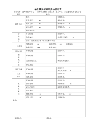 2025年钻孔灌注桩监理旁站记录表