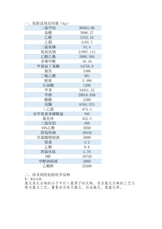 2025年危险试剂和危险反应