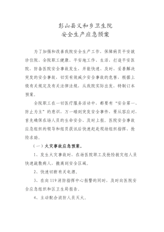2025年义和乡卫生院安全生产应急预案