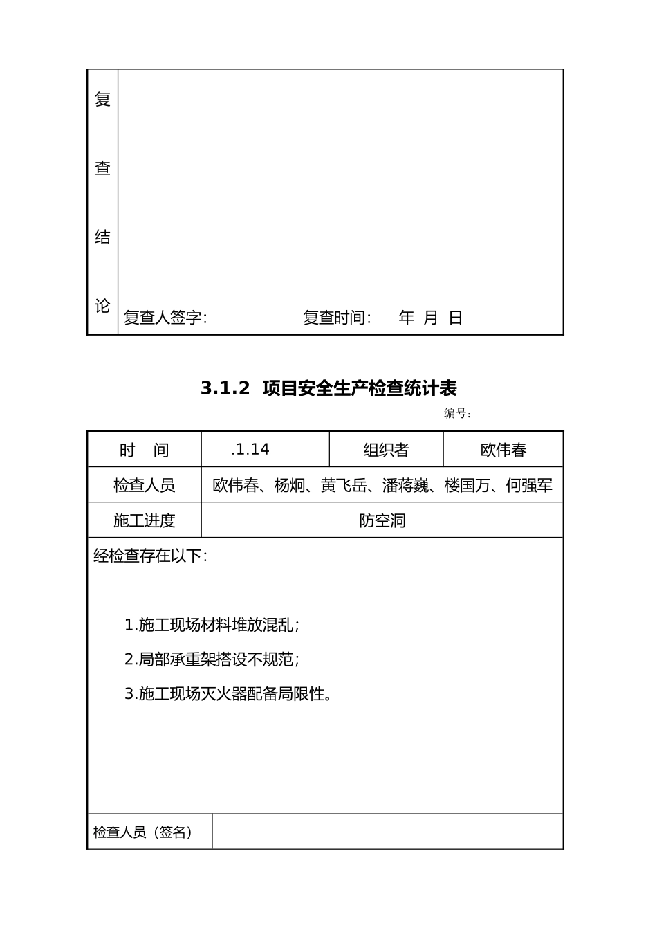 2025年项目安全生产检查记录文本表_第2页