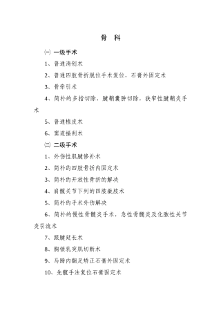 2025年骨科手术分级