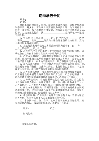 2025年荒沟承包合同
